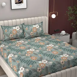Bromwick Coffee Brown & Brown Printed 250 TC Microfiber Queen Bedsheet Set 2.54 m x 2.28 m image 3