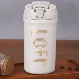 Myntra Elegant Homes White Stainless Steel Printed Double Wall Vacuum Water Bottle 600ml-15