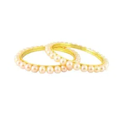 Sri Jagdamba Pearls Golden Alloy Round Bangles-32