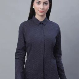 Cantabil Navy Printed Formal Shirt-image-2