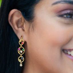 Shaya 92.5 Sterling Silver Being My Own Navratna Galaxy Earrings for Women-picture-0