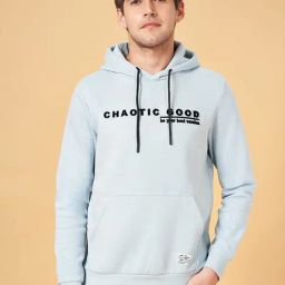 People by Pantaloons Light Blue Regular Fit Printed Hooded Sweatshirt-picture-42