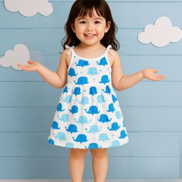Kidbea Girls Printed Organic Cotton Newborn Sleeveless Fit-Flare Dress-image-70