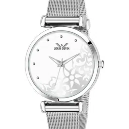 LOUIS DEVIN Women Brass Dial & Stainless Steel Straps Analogue Watch LD-L157-SLV-CH-image-14