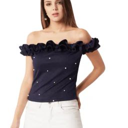 Miss Chase Navy Embellished Top-image-27