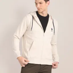 U.S. Polo Assn. Beige Cotton Regular Fit Hooded Sweatshirt-picture-11