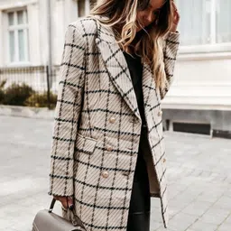 HERE&NOW Women Checked Open Front Jacket-picture-18