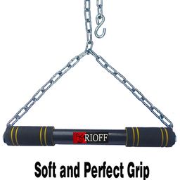 rioff Rioff® Hanging rod Pull Up Bar for Height Increaser and Pull Exercise with Heavy Chain 4FT Yellow image 3