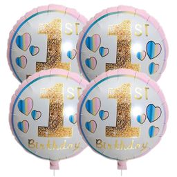 AMFIN Happy Birthday Foil Birthday 1st Decoration First Birthday Balloon One Decoration Birthday Kids Glitter Balloon Decoration Foil - Pack of 4-23