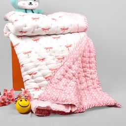 Mom's Home Organic Cotton Baby Quilt Butterfly Print - Pink-picture-8