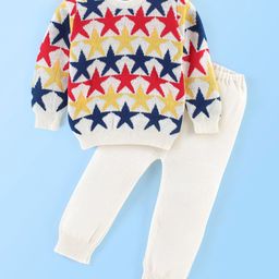Babyhug Knitted Full Sleeves Sweater Set Stars Design- Multicolour-image-28