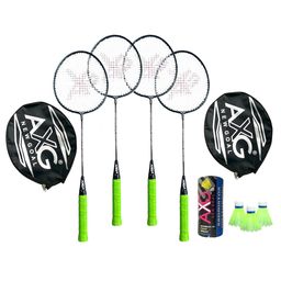 AXG Scratch resistant A-2000 Badminton Racquets set Of 4 with 3 Plastic Shuttles Badminton Kit (Green)-11