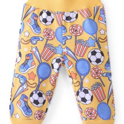 Babyhug Cotton Looper Knit Full Length Lounge Pant Ball Print - Yellow-picture-26