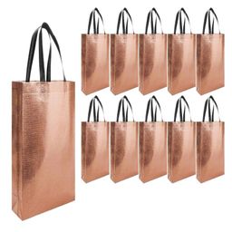 Evafly Gift Bags Medium Pack Of 10 Reusable Non-Woven Shiny Metallic Laminated Tote Bag Copper-picture-13