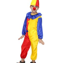 Kaku Fancy Dresses Comic Clown Joker Theme Costume Set - Multi Colour-image-36