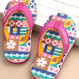 Cute Walk by Babyhug Slip On Flip Flops with Floral Print - Pink & White-picture-43