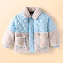 Kookie Kids Full Sleeves Winter Jacket with Quilted Design - Light Blue-image-80