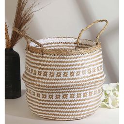 HABEREINDIA Wicker Basket For Plants | Seagrass Basket Home Decor | Planter Basket Round, (Medium: Dia 30 x H 30 cm) - White-image-39