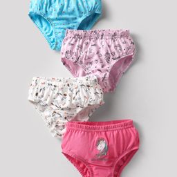 Bodycare Cotton Knit Panties With Star & Unicorn Print Pack Of 4 - Multicolour-image-94