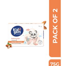 Kidogem Baby Bathing Soap Enriched with Goat Milk and Oatmeal cleansing bar with Paraben Free Formula Set of 2 x 75 g-image-3