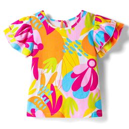 Pine Kids Cotton Knit Half Sleeves Floral Printed Top - Multicolor-image-3