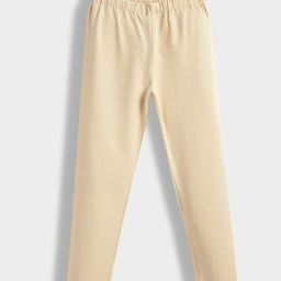 Orange Sugar Cotton Lycra Knit Solid Stretchable Leggings - Beige-image-80