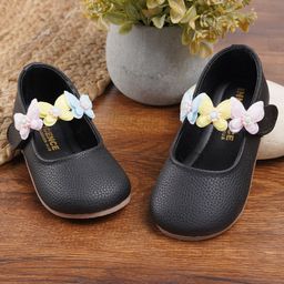Neska Moda Butterfly Applique Detailed Mary Jane Ballerinas - Black-image-46