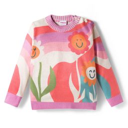 Babyhug Knitted Full Sleeves Pullover Sweater With Floral Design - Multicolor-picture-42