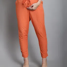 Moms Maternity Cotton Woven Solid Maternity Trousers - Orange-picture-46