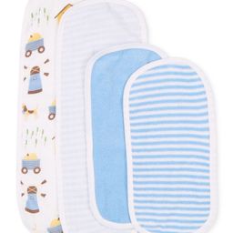 My Milestones Burpy Set With Stripes & Vehicle Print Pack of 4 - Blue & White-picture-19