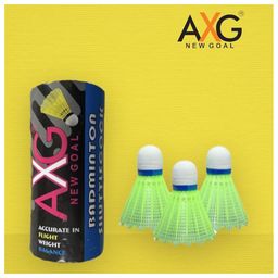 axg new goal AXG Scratch resistant A-2000 Badminton Racquets set Of 4 with 3 Plastic Shuttles Badminton Kit (Green) image 3