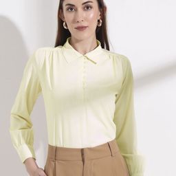 FITHUB Women Cuffed Sleeves Shirt Style Top-image-67