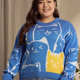 Berrylush Curve Women Graphic Printed Pullover-image-69