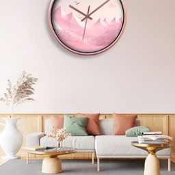 OLIVE TREE Copper-Toned & Pink Printed Contemporary Wall Clock-8