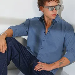 Campus Sutra Men Comfort Spread Collar Solid Polycotton Casual Shirt-picture-15
