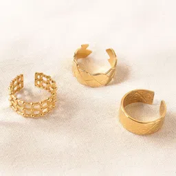 Niska Set Of 3 Gold-Plated Finger Ring-15