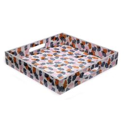 FABINALIV Set of 3 Floral Square Wooden Serving Trays - Multicolor image 4