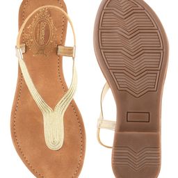 Shoetopia Abstract Designed With Backstrap Sandals - Golden image 5