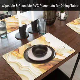 Kuber Industries Cream-Color 6 Pieces Printed Rectangle Shape Table Placemats image 2
