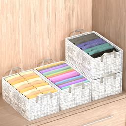 Myntra Elegant Homes Grey 4 Pcs Printed Collapsible Foldable Drawer Organisers-17