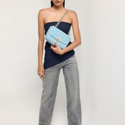 MIRAGGIO Kesha Blue Sling Bag With Adjustable Chain Strap-image-2