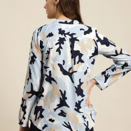 Qurvii Sky Blue Printed Top image 2