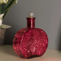 Homesake Red Glass Mercury Round Bottle Star String Lights With Dazzle Ball Lid-18