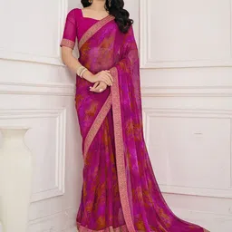 DIVASTRI Zari Poly Chiffon Saree-image-29