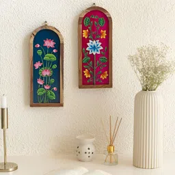 Mirai Woods Pink & Navy Blue 2 Pieces Floral And Botanical Sreyash Wall Art-image-21