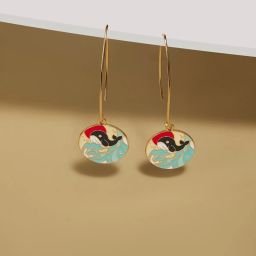 Zaveri Pearls Multicolor Enamelled Dolphin Charm Contemporary Drop Earring-ZPFK16805 image 2