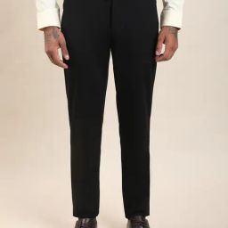 Turtle Black Knitted Slim Fit Formal Trousers-picture-9