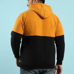 Instafab Plus Multicolored Cotton Regular fit Colour Block Plus Size Hooded Sweatshirt image 2