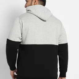 Instafab Plus Multicolored Cotton Regular fit Colour Block Plus Size Hooded Sweatshirt image 2