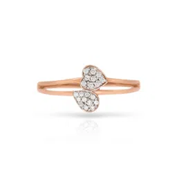 BHIMA 18K BIS Hallmark 750 Purity Rose Gold Love Leaf Diamond Ring-image-18